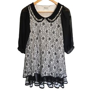 P&K Collection lacy collared embellished blouse‎